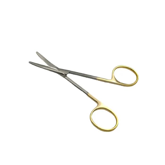 Ножиці за Метценбаумом, вертикально-зігнуті, ТВС (жовтого кольору), тупокінцеві, для розтину м'яких тканин, 115 мм Bio Tules Impex BTTC-1-012.3